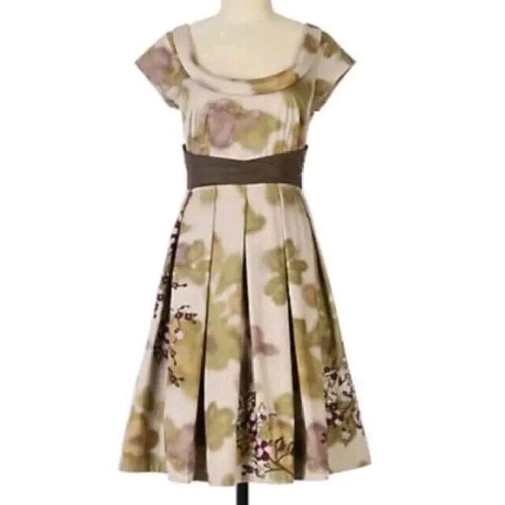 Anthropologie Floreat 2P Travessia Dress Fit Flare Embroidered Pinup 50s Inspo.